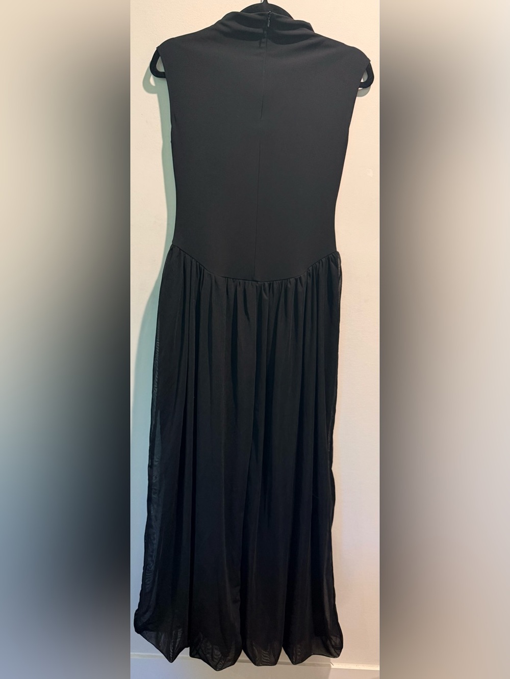 Zara Long Contrast Tulle Dress Black Mock Neck Bubble Hem NWOT Size Medium - Picture 7 of 8